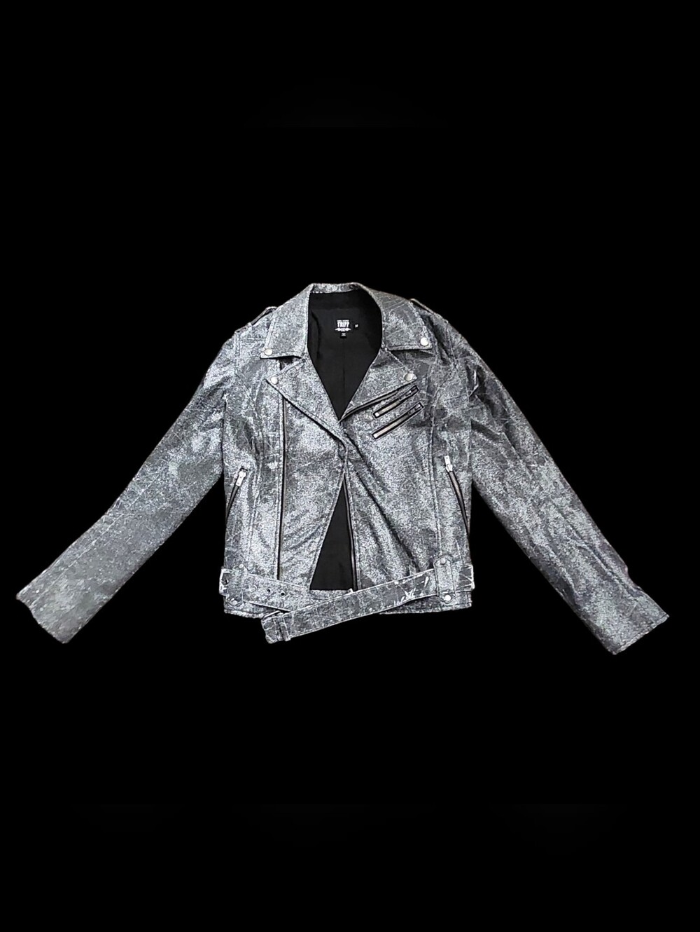 Tripp Nyc Metallic Biker Jacket Size M